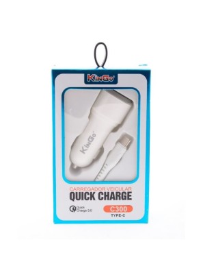 Carregador Veicular QUICK CHARGE MICRO TYPE C (C300) BRANCO