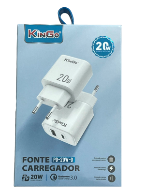 FONTE USB TYPE C PD-20W-D - BRANCO