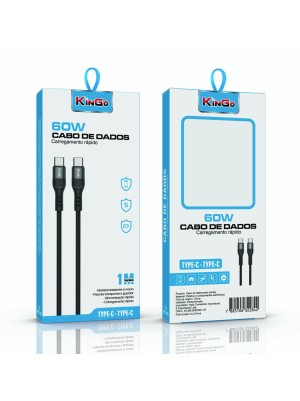 CABO CORDA 2.4 TYPE C - TYPE C 60W - PRETO